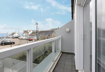 42 St Nicholas Court is a stone's throw from Porthmeor beach with sea views from the living area balcony.