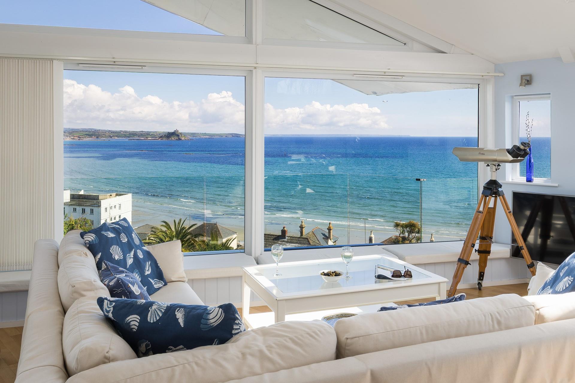 With spectacular views over Mount's Bay, you can gaze at St Michael's Mount whilst sipping a glass of wine. 
