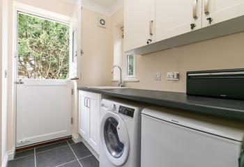 From the garden, you can access the utility room.