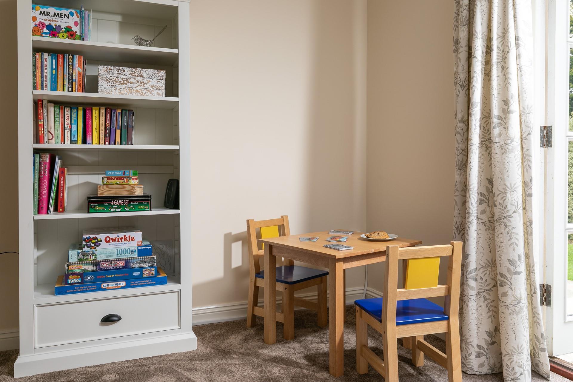 There are plenty of books and games for all the family to enjoy.