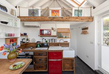 Beautiful artwork adorns the stylish studio.