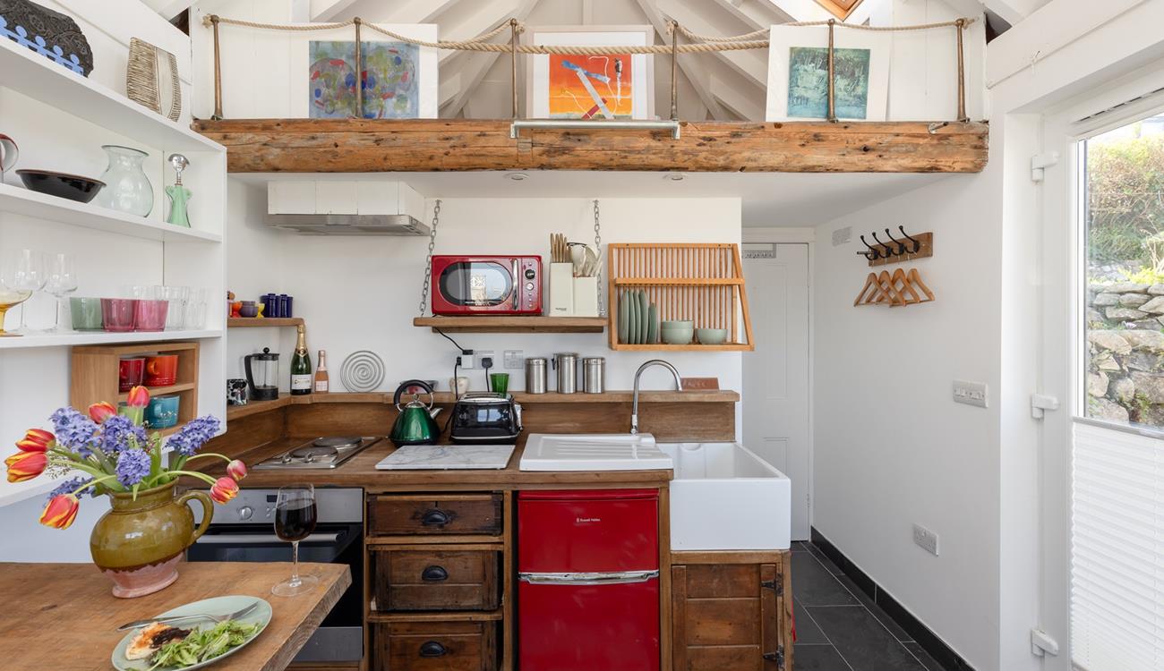 Beautiful artwork adorns the stylish studio.