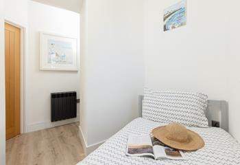 Bedroom 2 is a single bed, suitable for an adult or child.