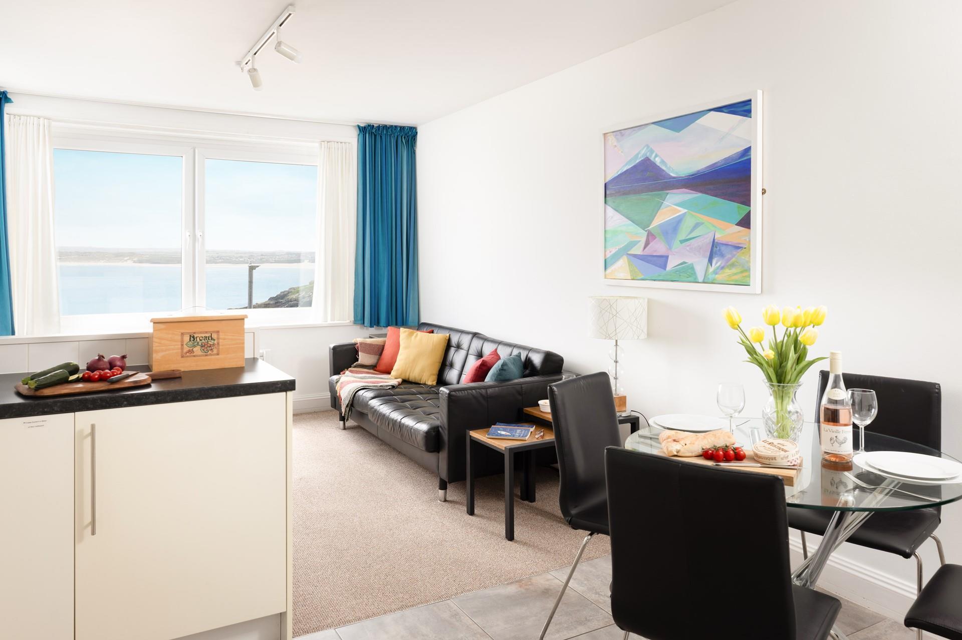 Open plan living makes the most of the ocean vista.