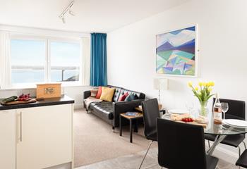 Open plan living makes the most of the ocean vista.