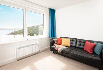 The living area offers beautiful views of the Cornish coast!