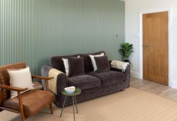 Calming interiors are perfect for unwinding after a day at the beach.