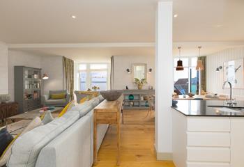 Open plan living makes the most of the far-reaching sea view.