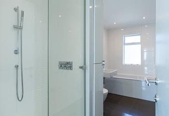 The family bathroom has a walk-in shower and bath!
