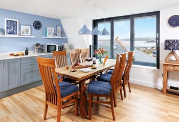 Open plan living and dining makes the most of the view.