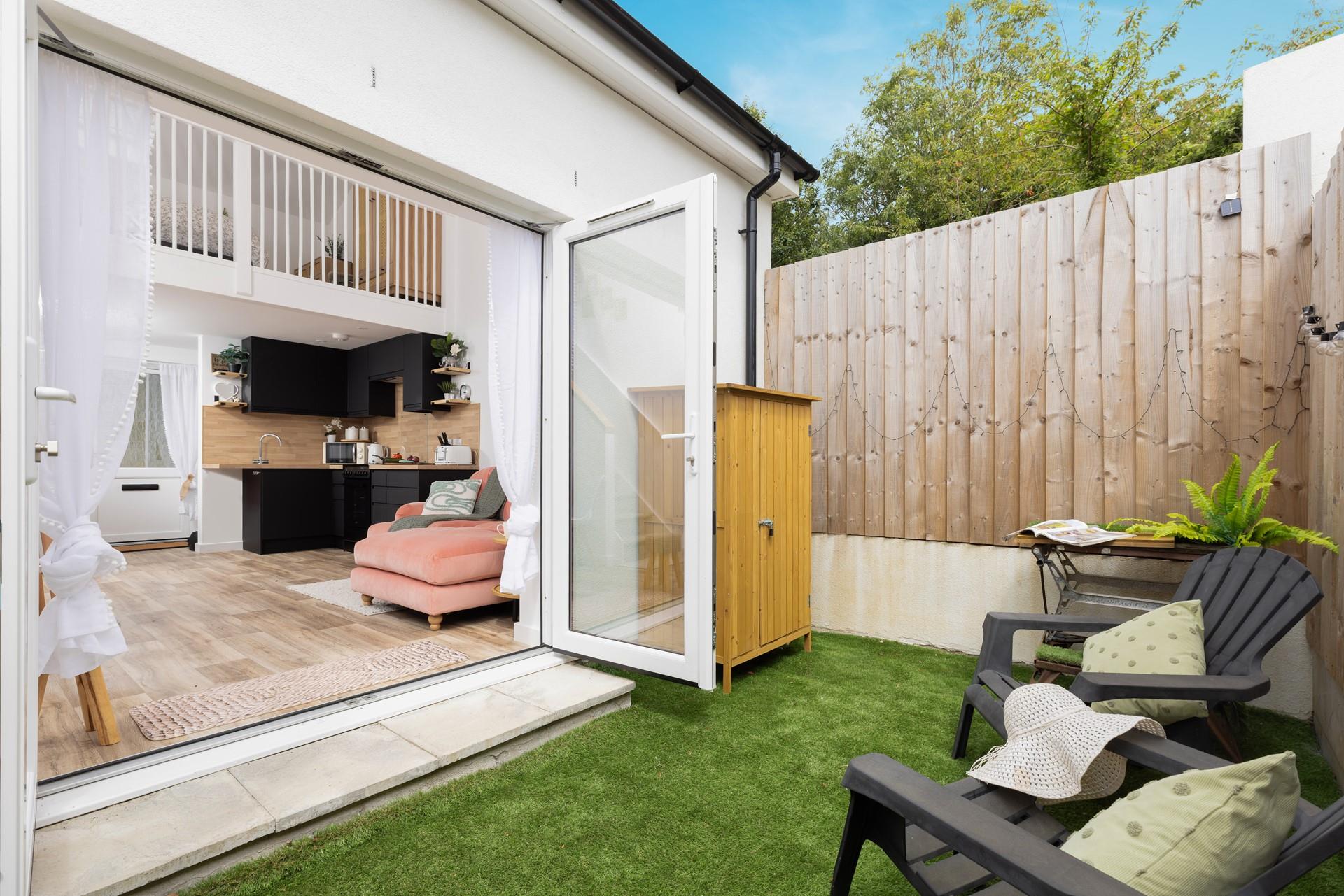 From the living area, step into the secluded courtyard.  
