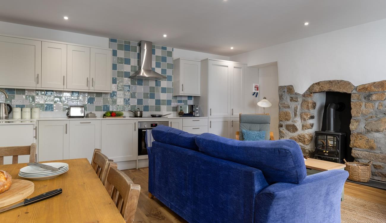 Beautiful cottage features blend with modern amenities to create a relaxing escape.
