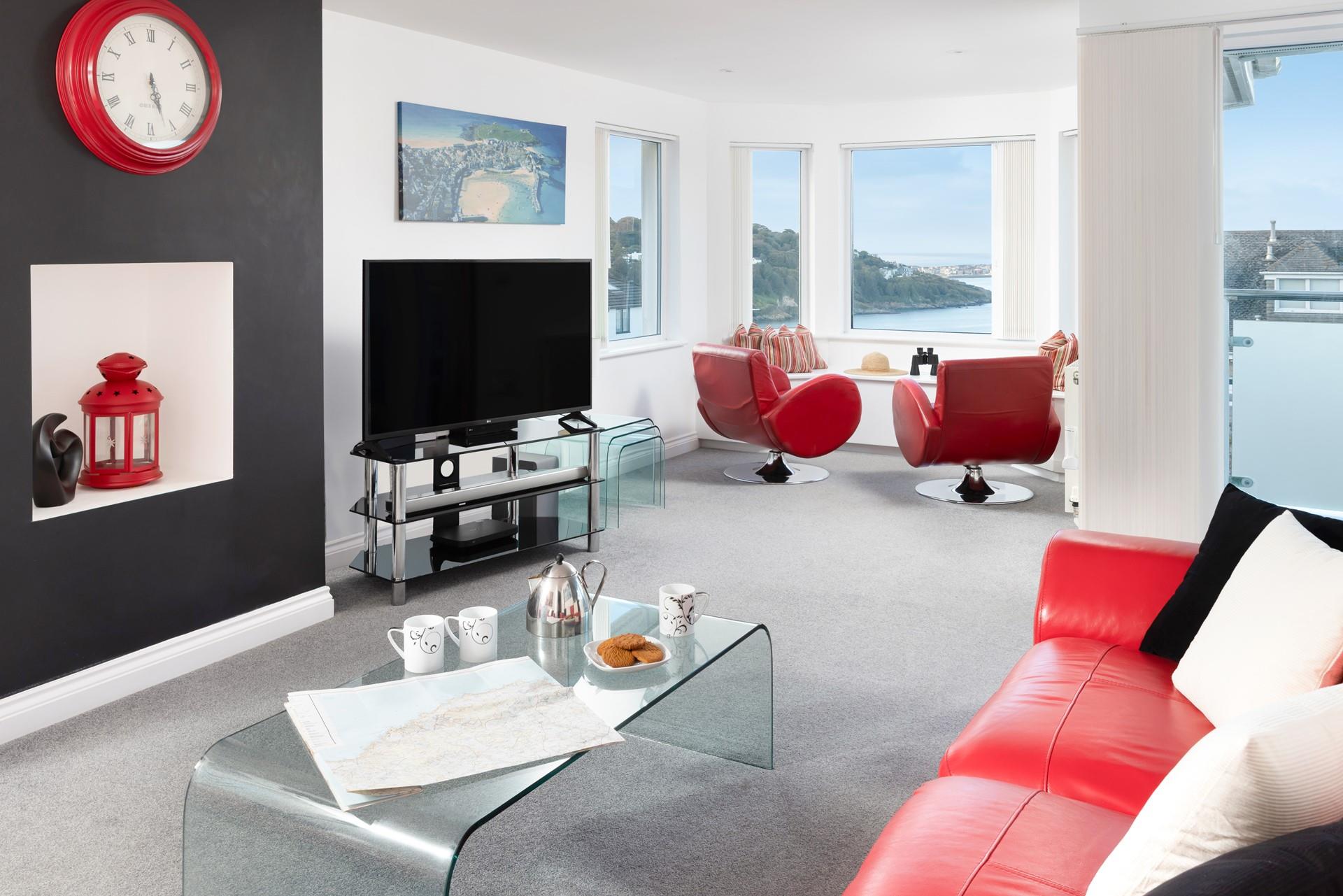 Curl up on the sofa with the Cornish coastline just beyond the window.