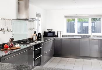 The spacious kitchen is designed for easy holiday cooking. 